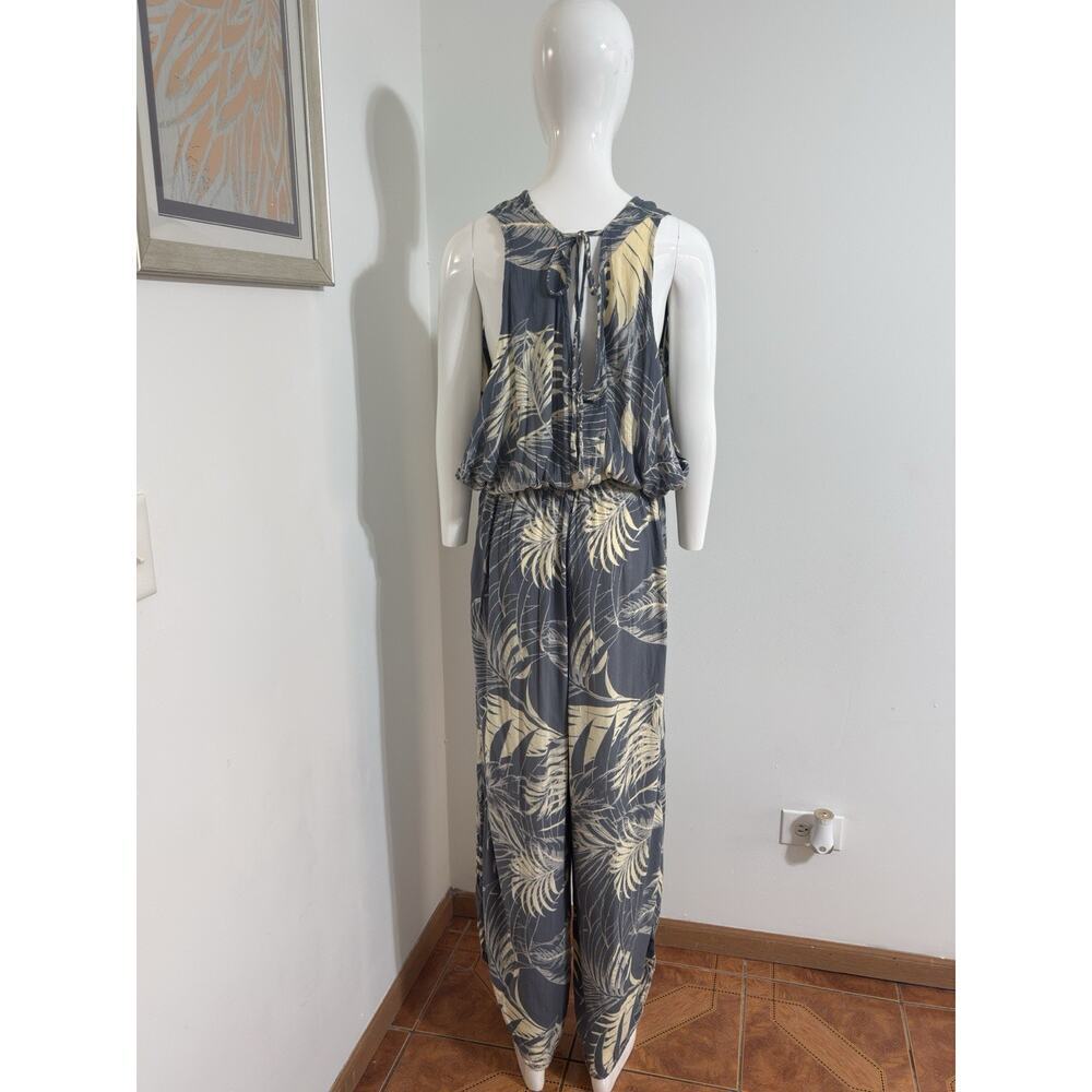 O’Neill Women’s Jumpsuit Wide Leg Boho Tropical Beach Resort Viscose Gray M - Picture 7 of 16